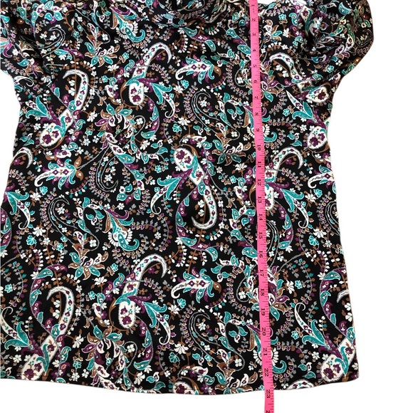 Ann Taylor Petite Paisley Mock Tie Neck Puff Sleeve Top size XSP - Picture 9 of 9